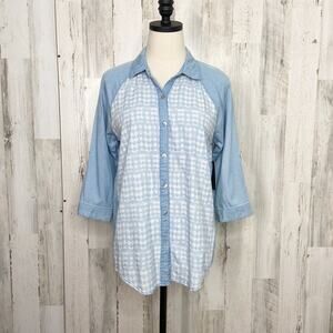 NWT Liverpool Zarina Button DownTop Blue Chambray Stitch Fix Casual Boho Size S
